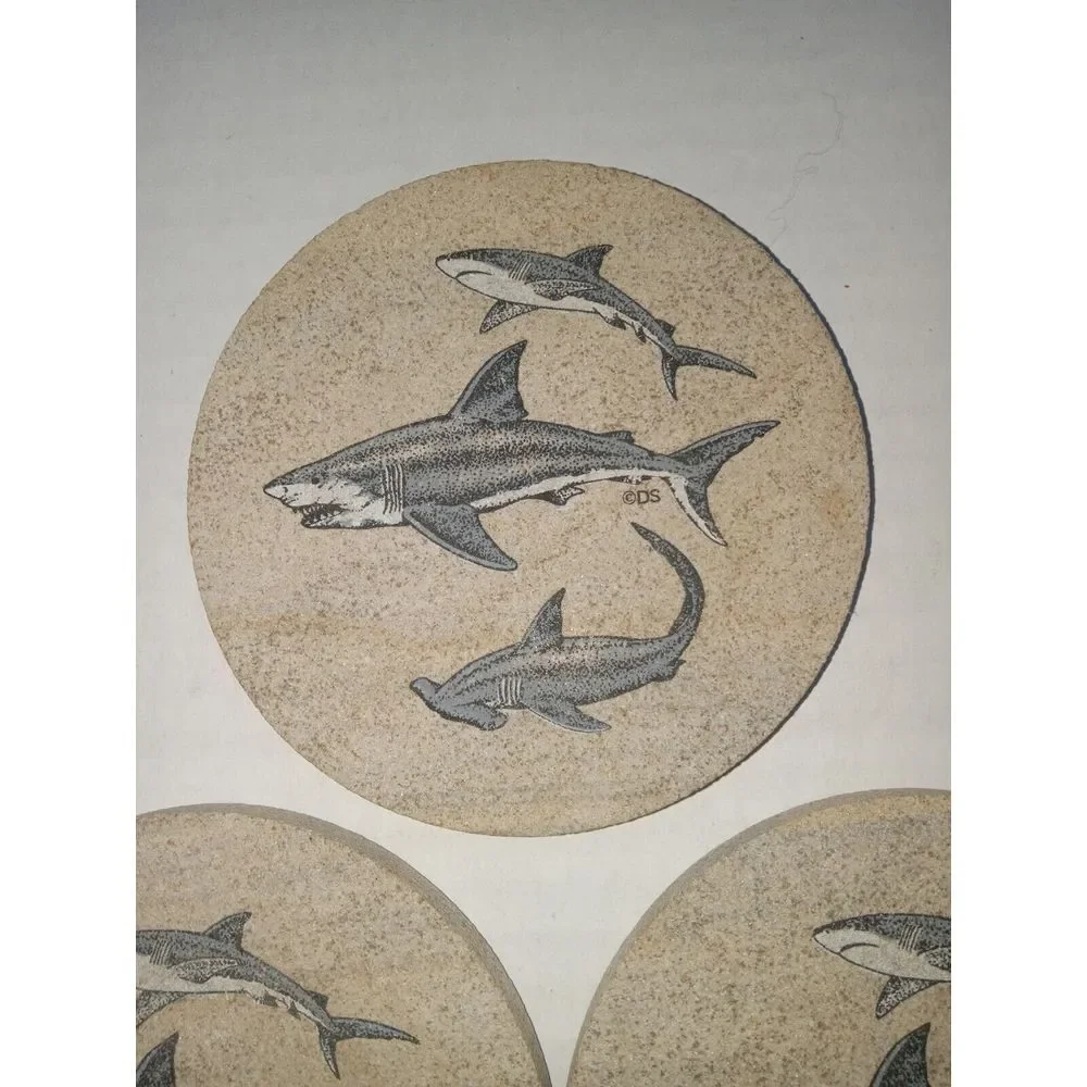 Thirstystone‎ Shark Coasters (4) With Wooden Holder